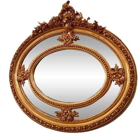 Espelho Clássico Oval Folheado a Ouro com Detalhes na Moldura - 124x122cm