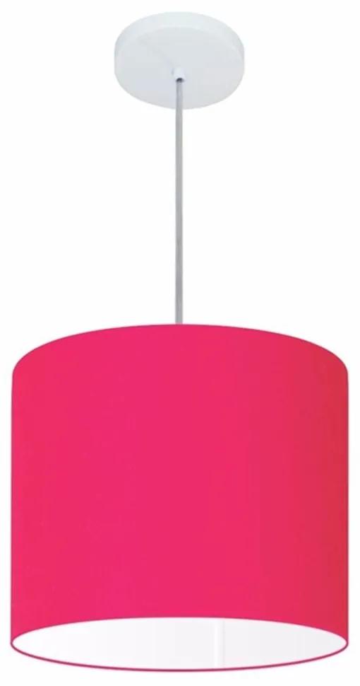 Lustre Pendente Cilíndrico Md-4143 Cúpula em Tecido 35x25cm Rosa Pink - Bivolt