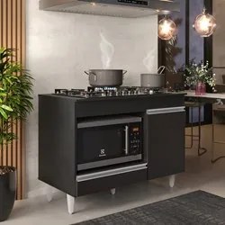 Balcão Multiuso para Cooktop 4 Bocas Georgia Preto - Lumil Móveis