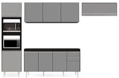 Armário de Cozinha Modulada 4 Peças CP10 Balcão Preto/Cinza - Lumil