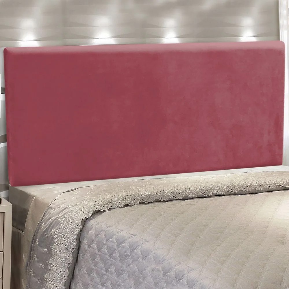 Cabeceira Painel Clean para Cama Box Queen 160 cm Suede - D'Rossi - Rose