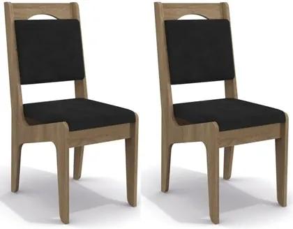Kit 2 Cadeiras CAD105 para Sala de Jantar Nogal/Jet Black - Kappesberg