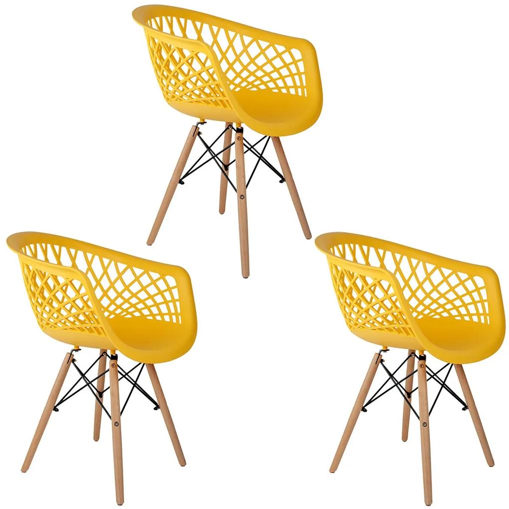 Conjunto 3 Cadeiras Web Amarela Dsw - Empório Tiffany