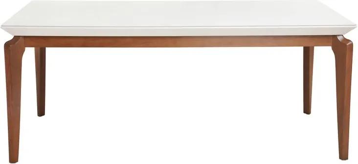 Mesa de Jantar Florian com Vidro Branco Gloss Natural 1.83 - Wood Prime PV 32623
