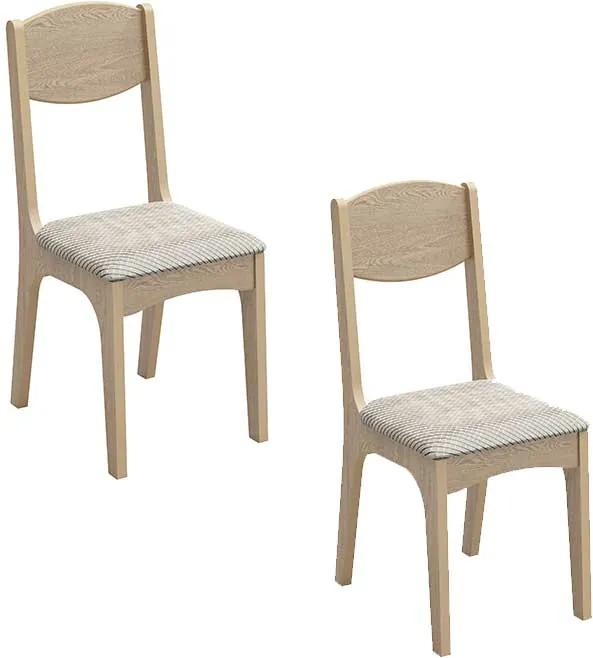 Conjunto 2 Cadeiras Dalla Costa CA12 100% MDF Carvalho Tecido Geométrico