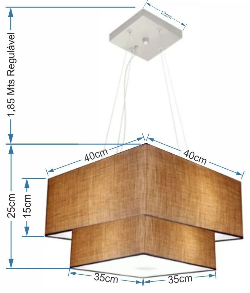 Lustre Pendente Quadrado Palha MJ-4157 Para Mesa de Jantar e Estar