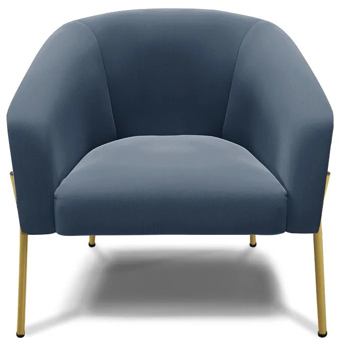 Poltrona Decorativa Pé de Ferro Dourado Kit 2 Stella Suede Azul Marinho D03 - D'Rossi