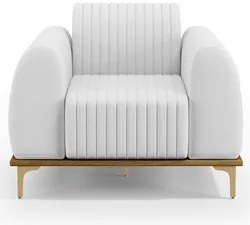 Kit 2 Poltronas Decorativas Base Gold Molino D06 PU C-12 Branco - Mpoz