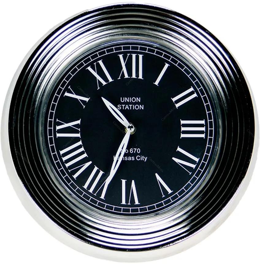 Relógio de Parede Union Station Silver em Metal - 32x32 cm