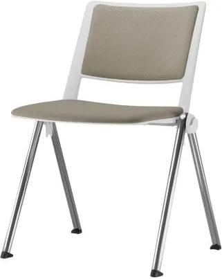 Cadeira Up Assento Estofado Bege Base Fixa Cromada - 54293 Sun House