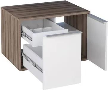 Gabinete Módulo Suspenso para Banheiro 60cm MDF Arati Tamarindo com Branco 59,7x40x43,1cm - Cozimax - Cozimax