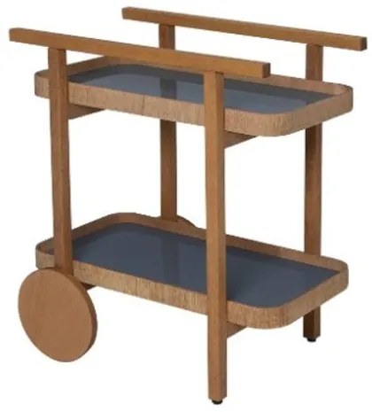Carrinho Bar Yumi Estrutura Mel Vidro Cinza 79cm - 61234 Sun House
