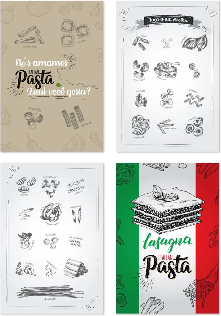 Placas Decorativas MDF Pasta Italiana 20x30cm Kit 4un