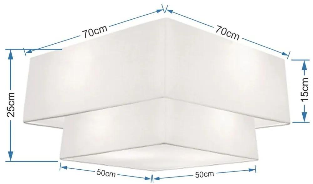 Plafon Duplo Quadrado Md-3018 Cúpula em Tecido 25/70x50cm Branco - Bivolt