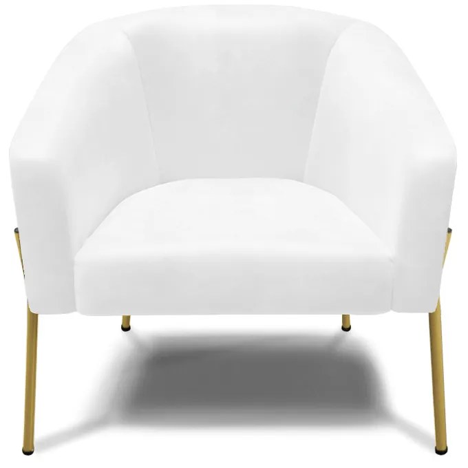 Poltrona Decorativa Pé de Ferro Dourado Stella Sintético PU Branco D03 - D'Rossi