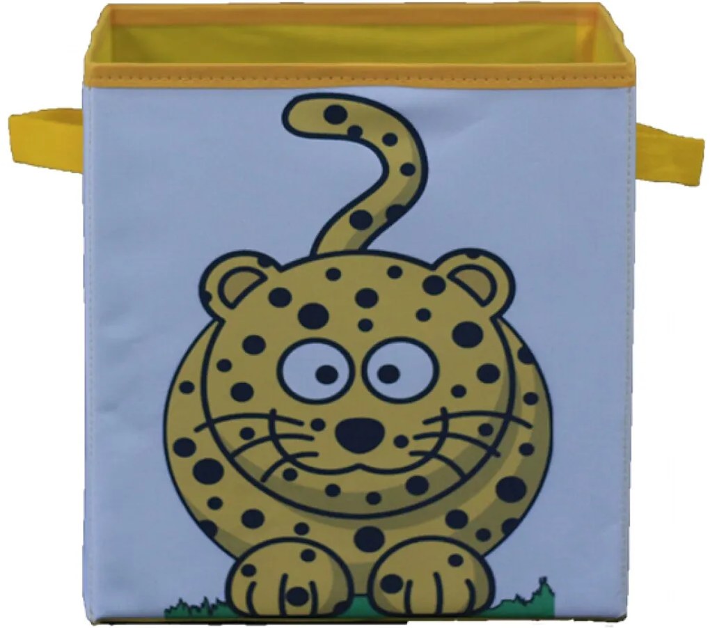 Caixa Organizadora de Brinquedos Organibox Leopardo Branca/Amarela