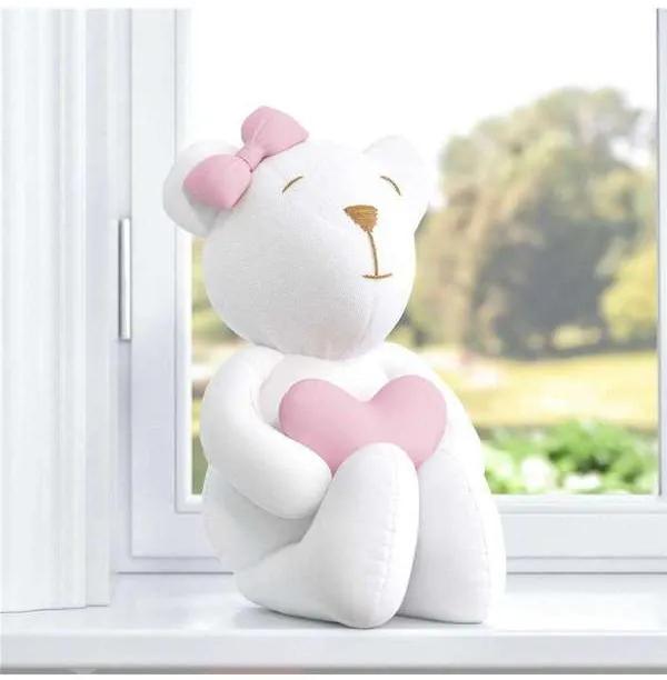 Ursa Branco com Coração Rosa 42cm Grão de Gente Ro