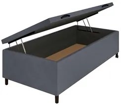 Cabeceira com Base Cama Box Baú Solteiro 88x188cm Hit ID5 Linho Rosê/S