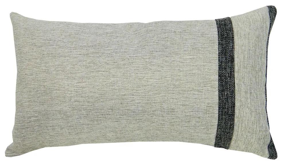 Capa de Almofada Retangular Linen Patchwork em Tons de Preto e Branco 60x30cm