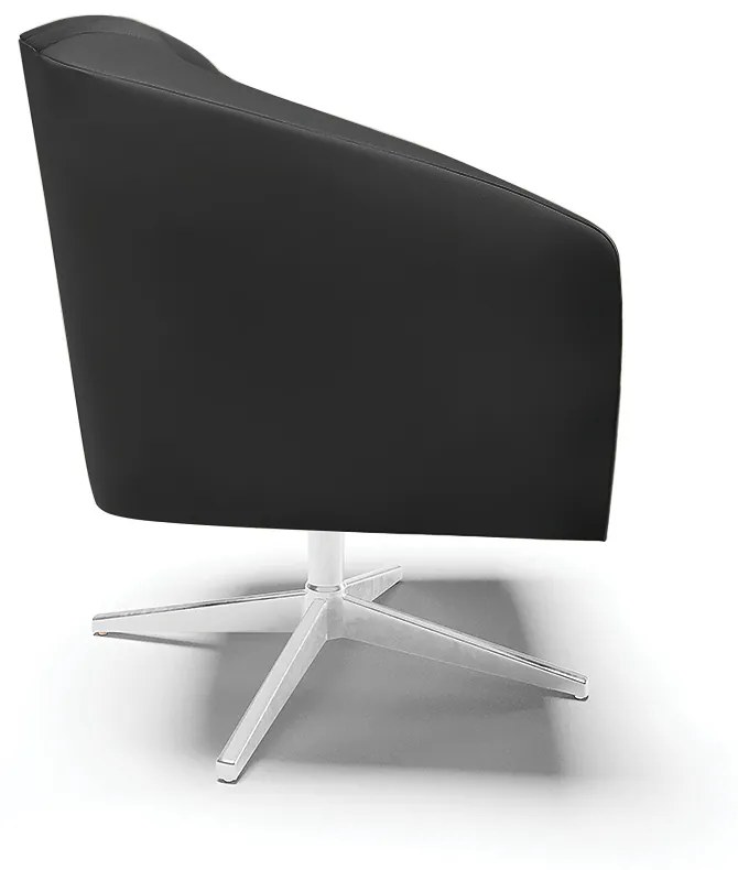 Poltrona Decorativa Giratória Cromada Stella Sintético D03 - D'Rossi - Preto