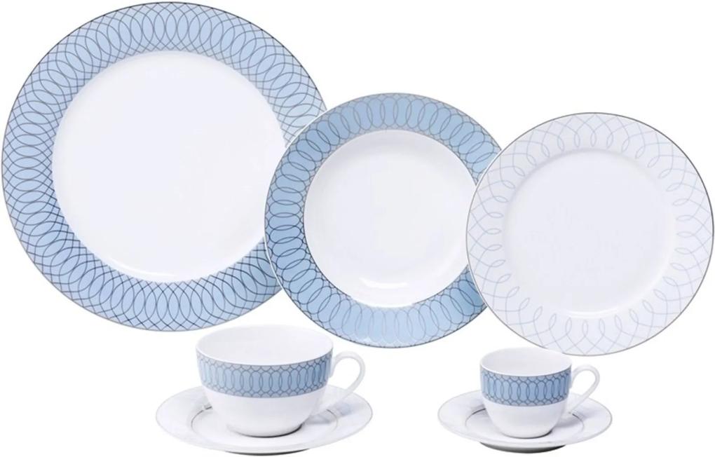 Aparelho de Jantar com 42 Peças em Porcelana Azul Maldives 8146 Lyor Classic