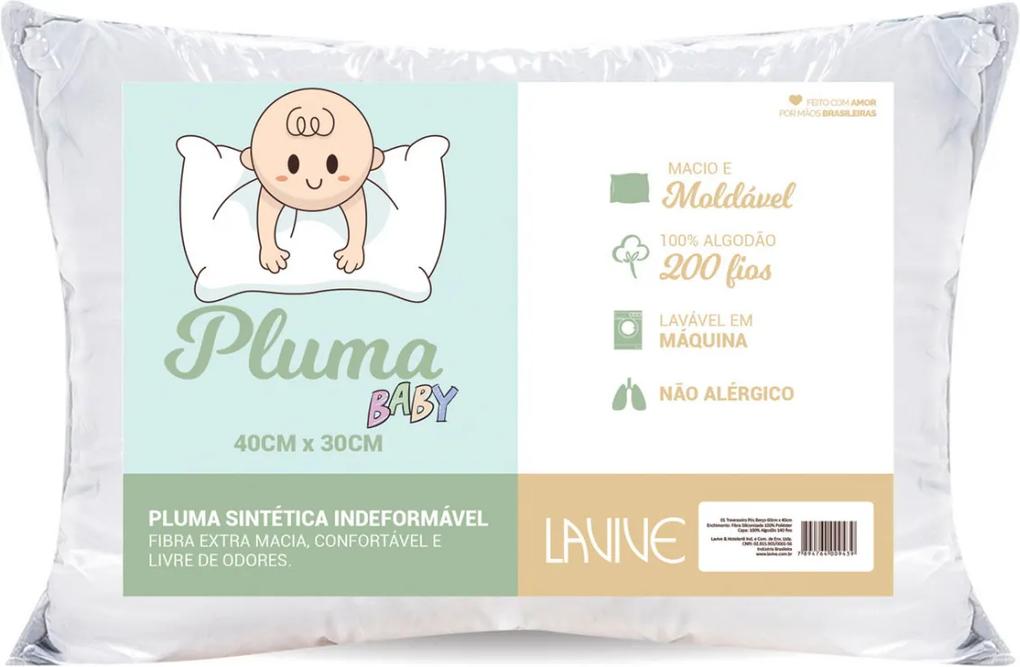 Travesseiro Pluma Baby 100% Algodão 200 Fios Extra Macio e Moldável Branco