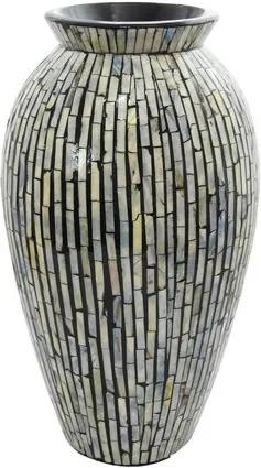 Vaso Decorativo Preto em Madrepérola 42 cm x 20 cm