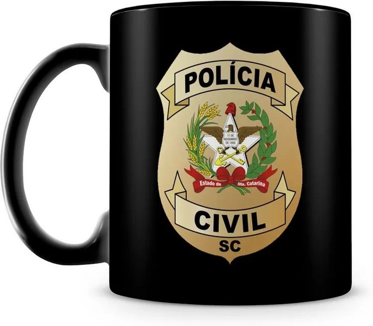 Caneca Personalizada Polícia Civil de Santa Catarina (100% Preta)