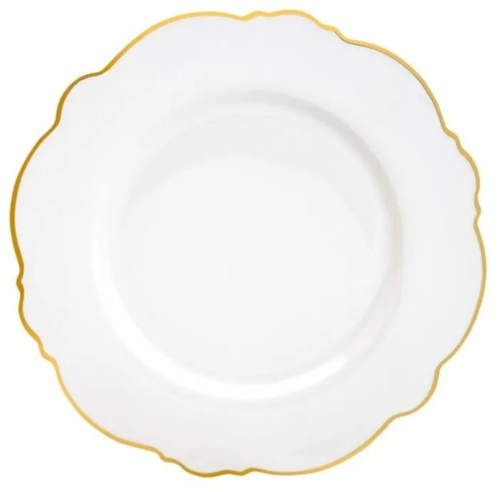 Prato Sobremesa Porcelana Maldivas Branco Fio Dourado 21cm 18054 Wolff