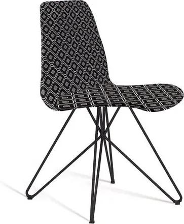 Cadeira Estofada Eames com Pés de Aço - Preto/Cinza