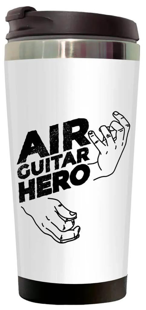 Copo Térmico 500ml Inox Branco Air Guitar Hero Rock