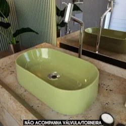 Cuba Pia de Apoio Para Banheiro Oval 43cm Hera C08 Verde - Mpozenato