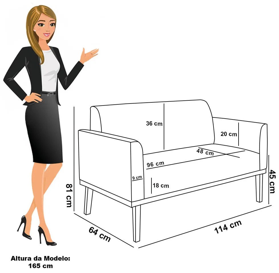 Sofá 2 Lugares Namoradeira Madeira Castanho Marisa Bouclê Bege D03 - D'Rossi