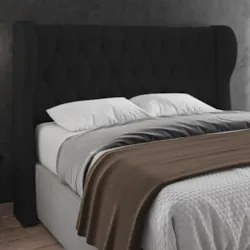 Cabeceira Casal Queen Cama Box 160cm Malva Z04 Linho Preto - Mpozenato