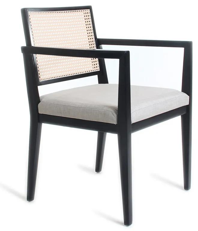 Cadeira com Braço Lucila Estofada Encosto Palha Estrutura Madeira Liptus Design Sustentável