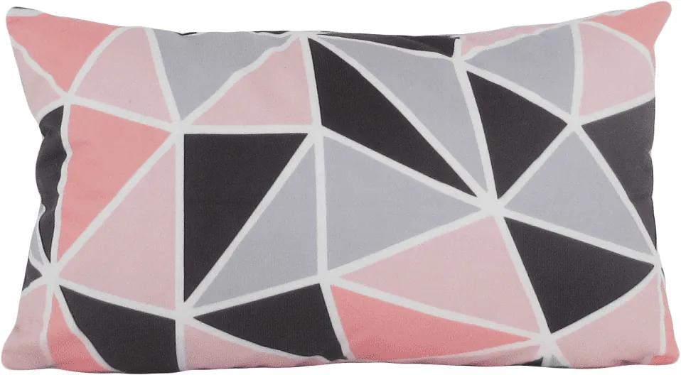 Capa almofada LYON Veludo estampado Triangulo rosa  30x50cm