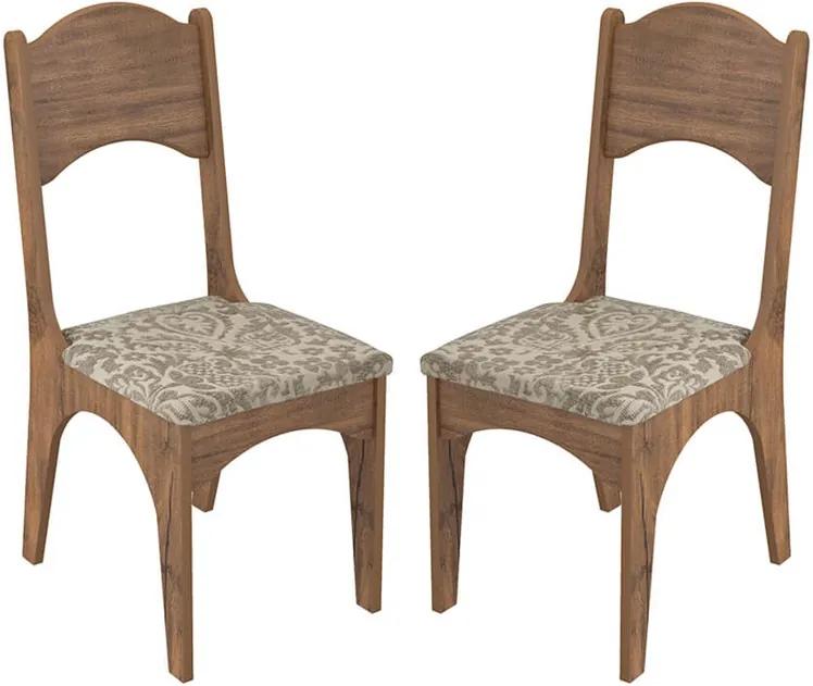 Kit 2 Cadeiras Taburi C/ Assento Estofado 100% MDF Milano Floral /
