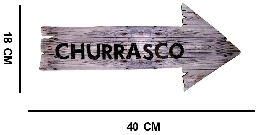 Placa Seta Direita de MDF Decorativa Churrasco 18x40 cm - D'Rossi