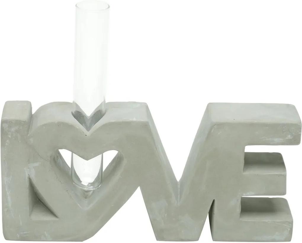 Letreiro Decorativo de Concreto com Mini Vaso Love