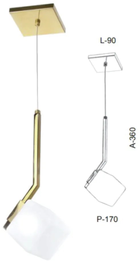 Pendente Golf Vidro Quadrado 09X36X17Cm Metal E Cubo 01Xg9 | Old Artis... (GRAFITE, FOSCO (BRANCO))