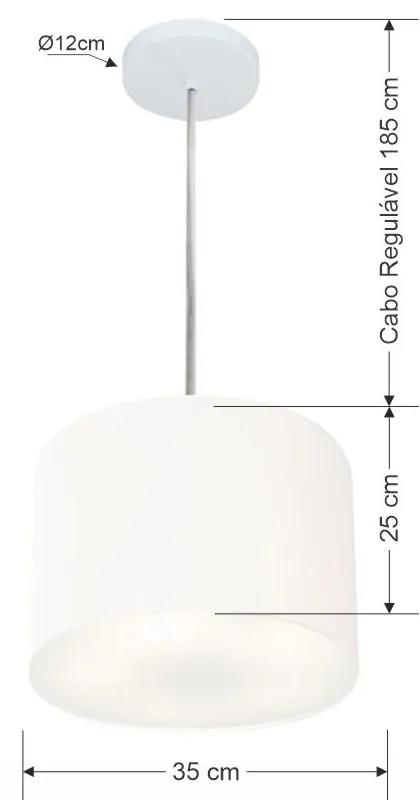 Lustre Pendente Cilíndrico Md-4211 Cúpula em Tecido 35x25cm Branco - Bivolt