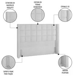 Cabeceira Cama Box King 195cm Pisa P02 Boucle Branco - Mpozenato