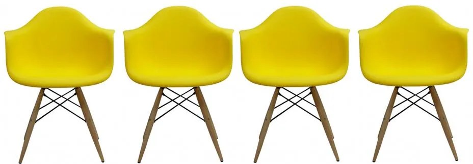 Conjunto 4 Cadeiras Eiffel Eames DAW Amarela