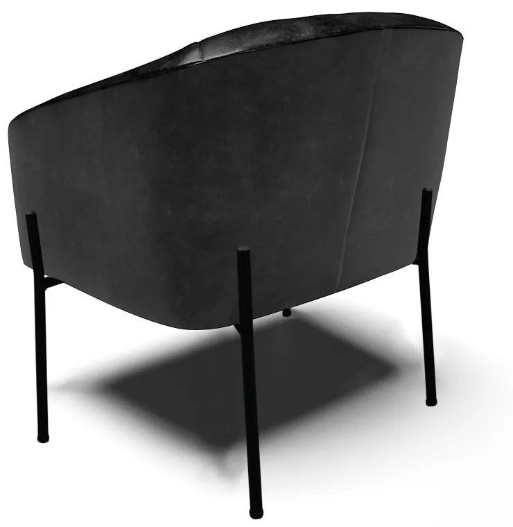 Poltrona Decorativa Pé de Ferro Preto Stella Sintético PU D03 - D'Rossi - Preto