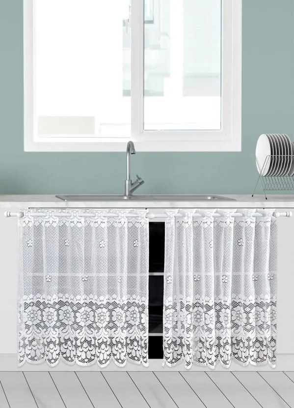 Cortina para Pia Renda Branca 160x80 cm