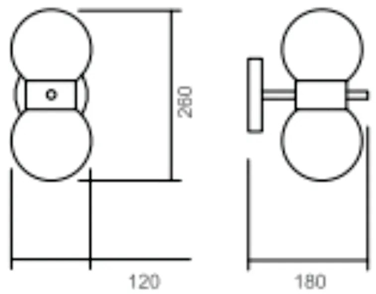 Arandela Orfeu C/ 2 Globos Ø12X26X26Cm 2L G9 / Metal E Globo Ø12Cm | U... (AV-M - Avelã Metálico, CLEAR)