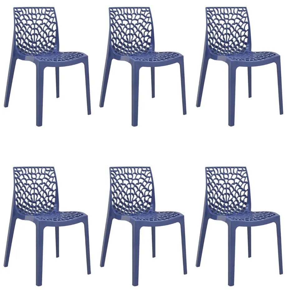 Kit 6 Cadeiras Decorativas Sala e Cozinha Cruzzer (PP) Azul - Gran Belo