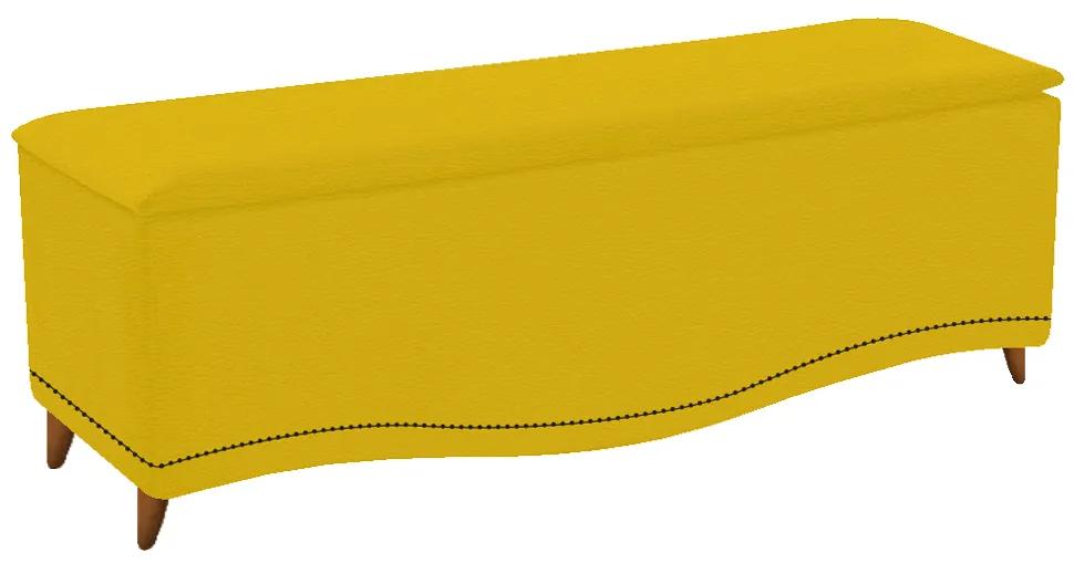 Calçadeira Estofada Yasmim 160 cm Queen Size Corano Amarelo - ADJ Decor