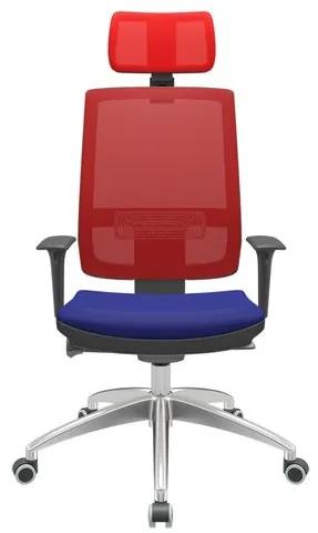Cadeira Office Brizza Tela Vermelha Com Encosto Assento Aero Azul Autocompensador 126cm - 63067 Sun House