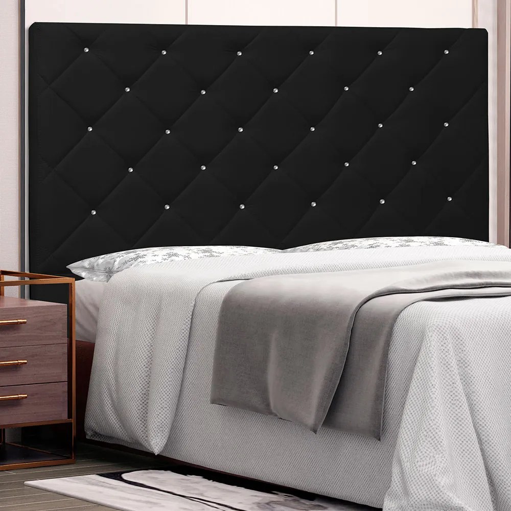 Cabeceira Tania Para Cama Box King 195 cm Corino Preto - D'Rossi